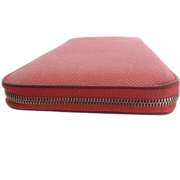 Auth HERMES AZAP LONG Zip Around long wallet Pink red leather s0483a - Picture 4 of 10